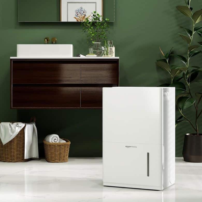 white dehumidifier in living room