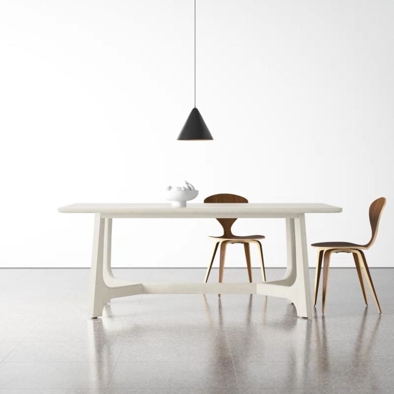 white rectangle dining table