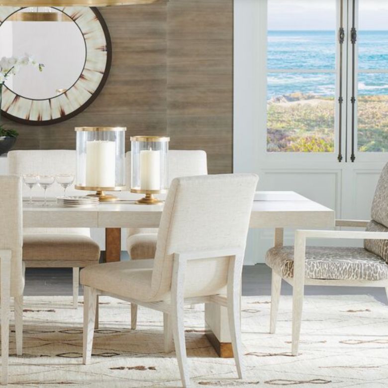 white rectangular dining table