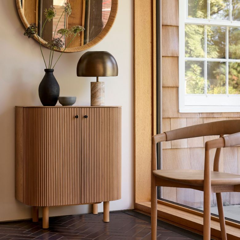 fluted entryway cabinet