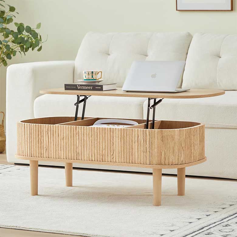 fluted lift top coffee table