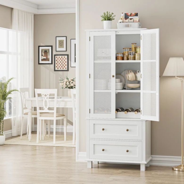 tall white hutch cabinet