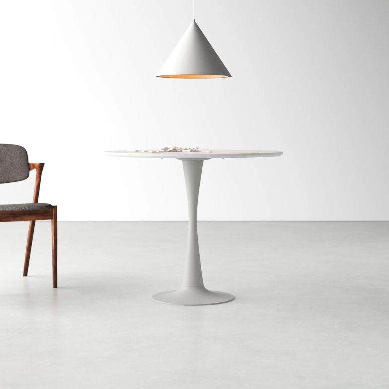 white round pedestal dining table