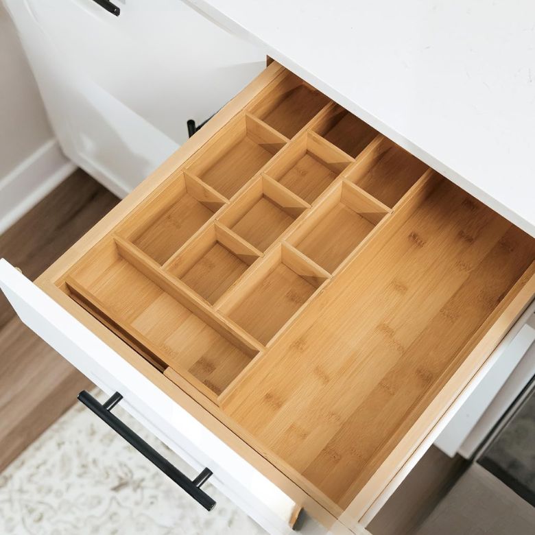 adjustable bamboo kitchen drawer organizers