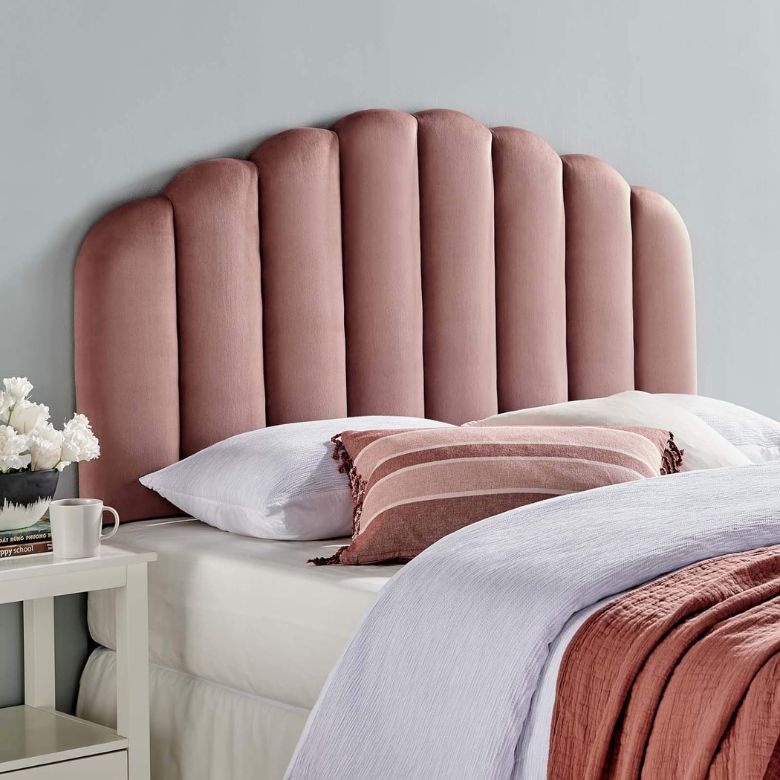 blush velvet headboard