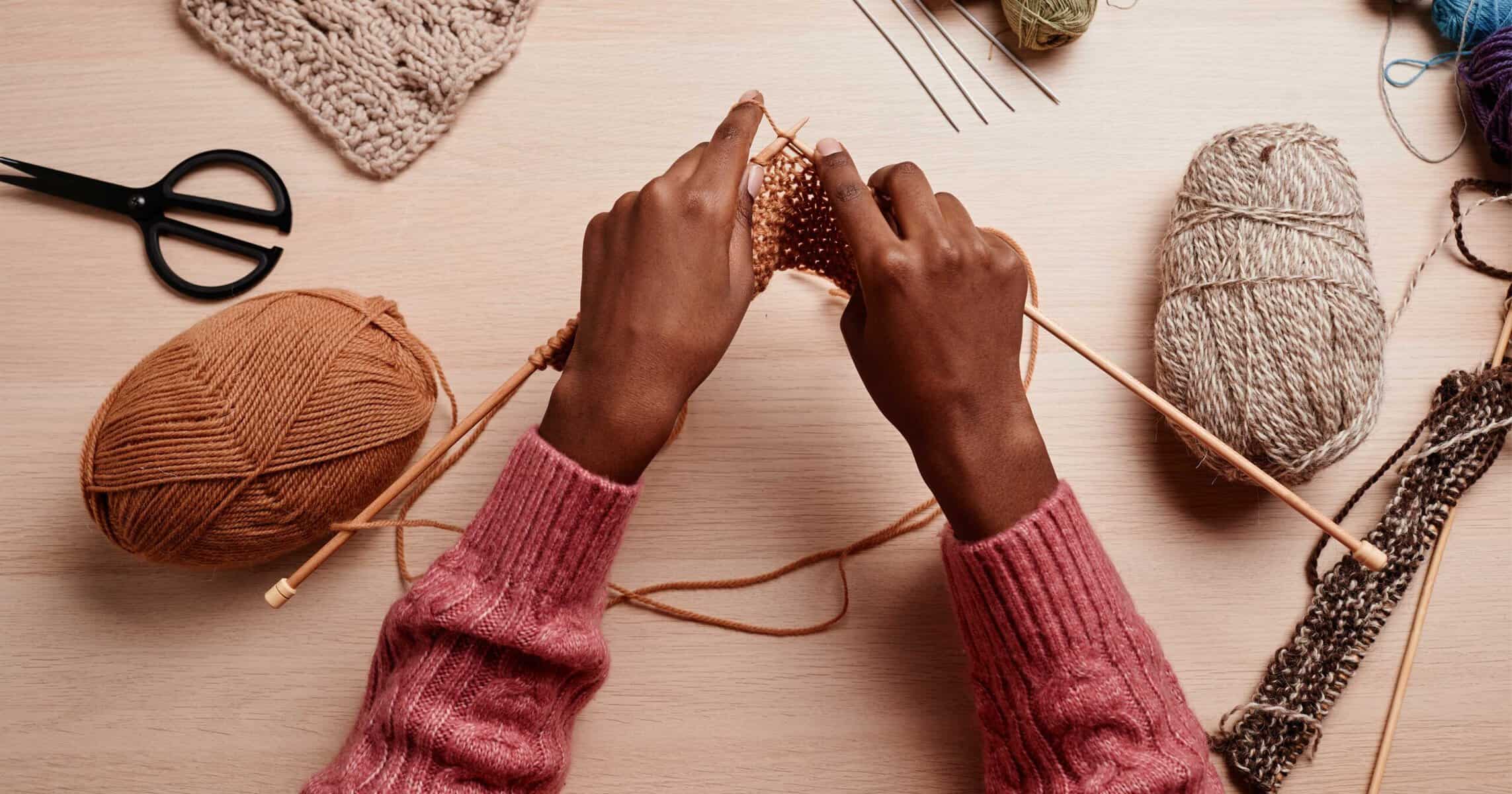 woman knitting as a hobby