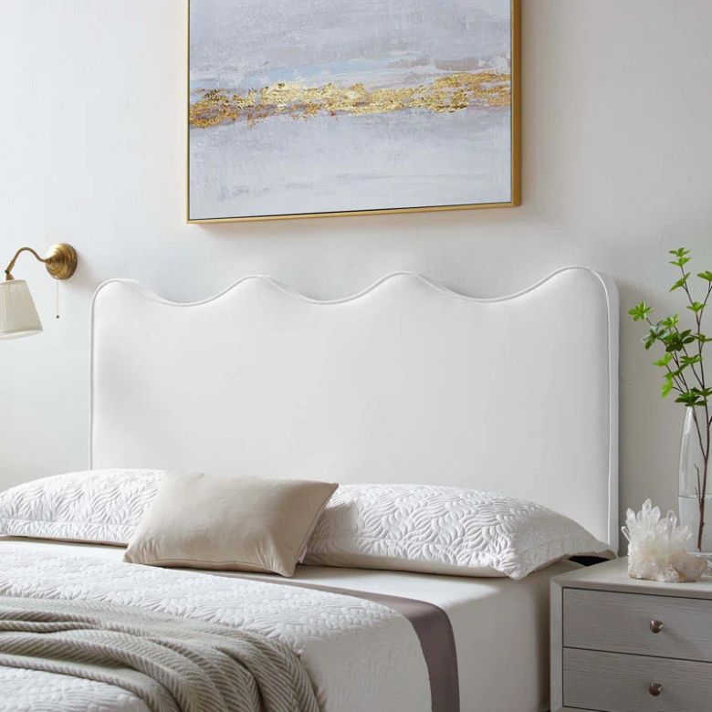 white velvet wavy headboard
