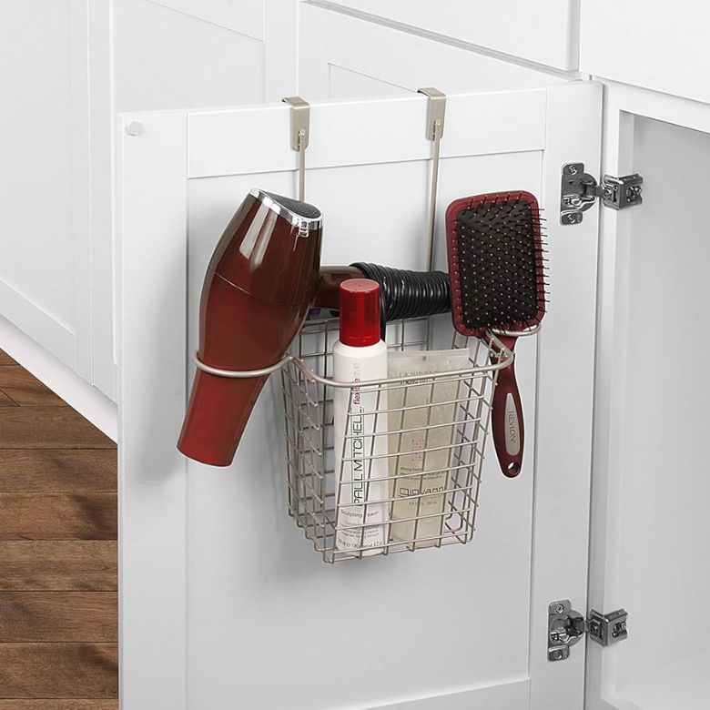 wire over-the-door storage basket for cabinets
