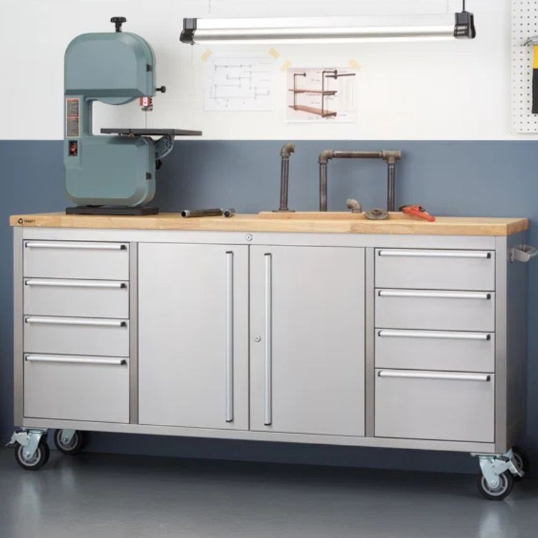 rolling work bench with wood top