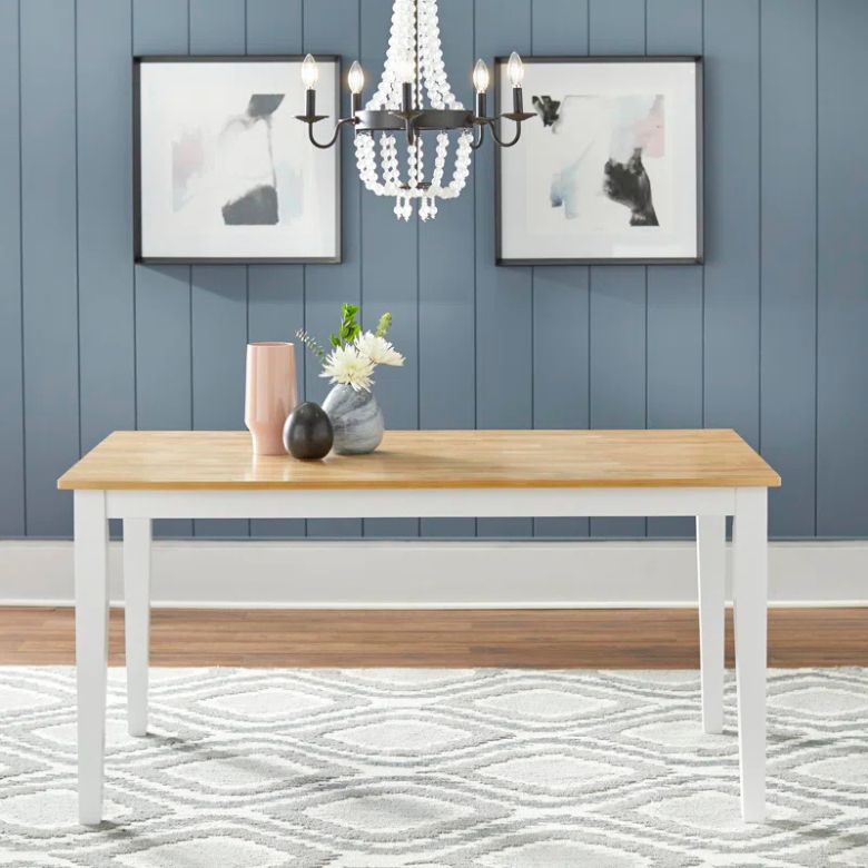 rectangular wooden dining table