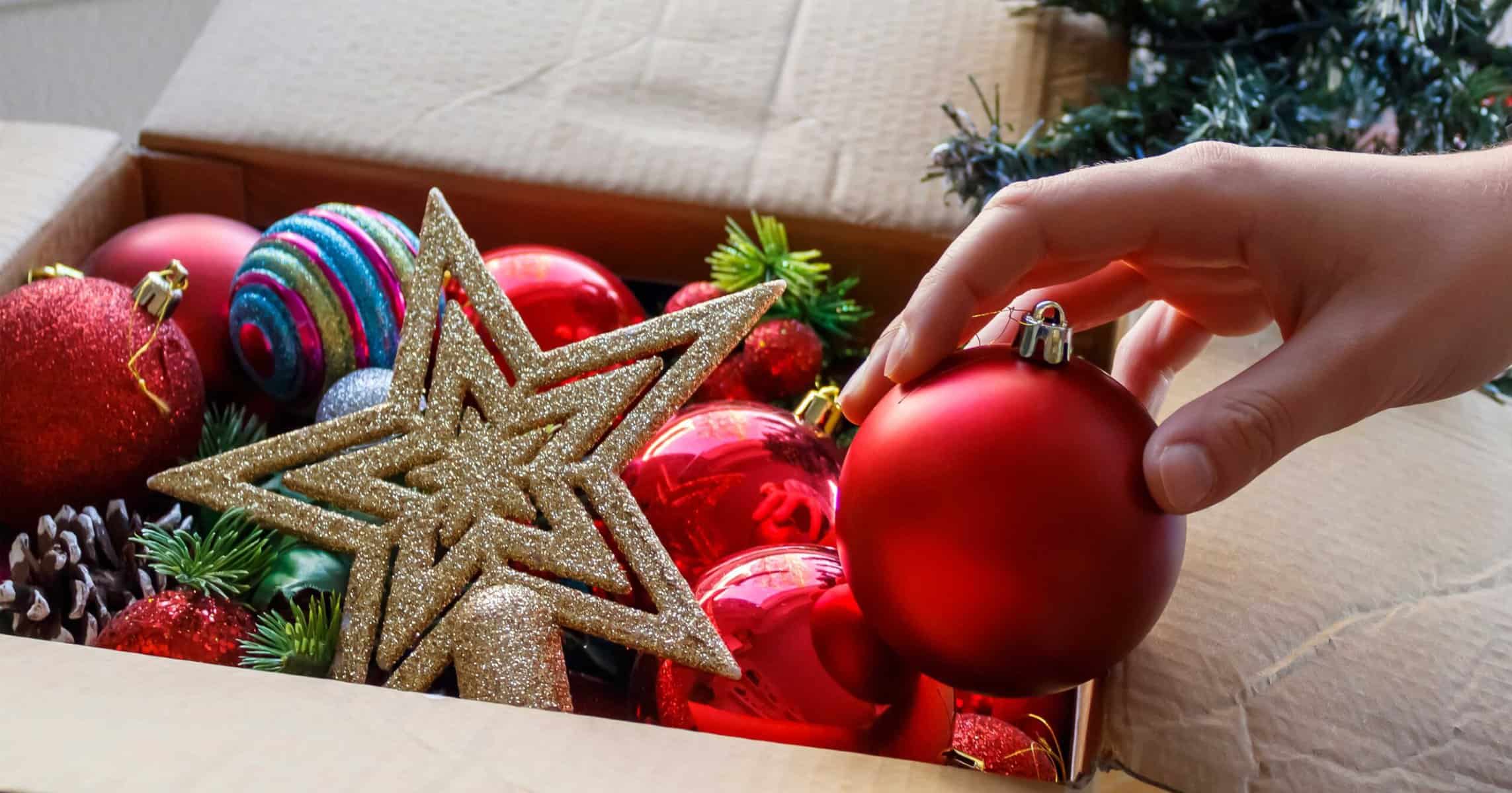 taking down holiday decorations