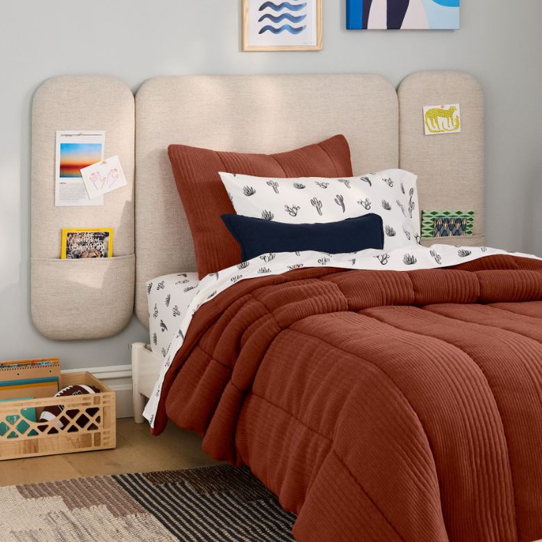 beige wall-mounted headboard