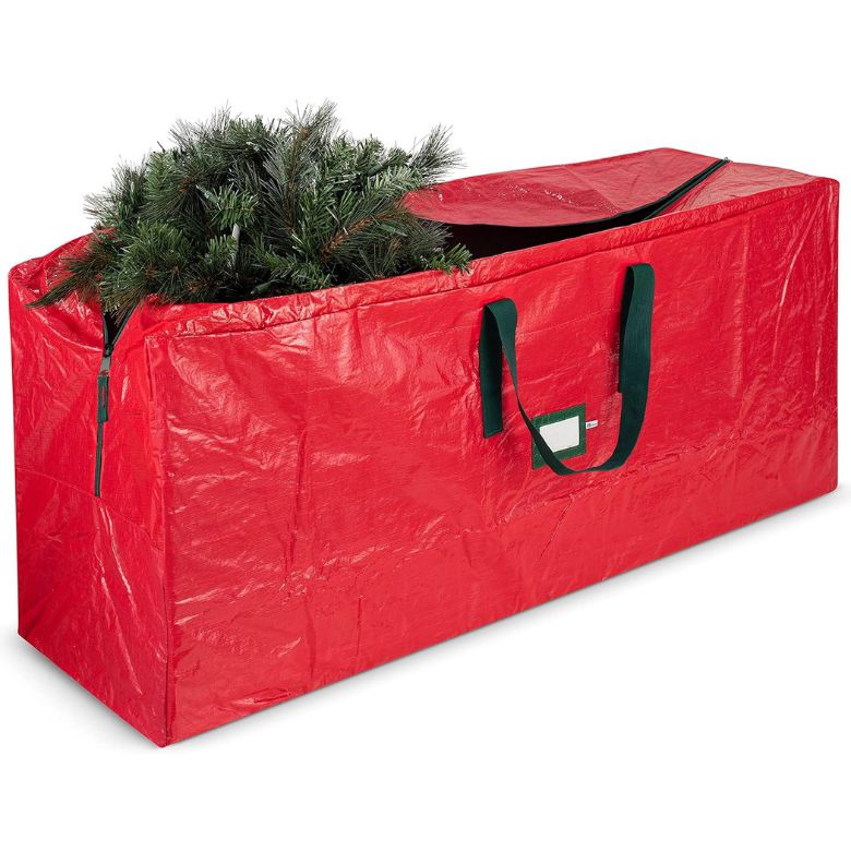 red storage bag for christmas tree with handles
