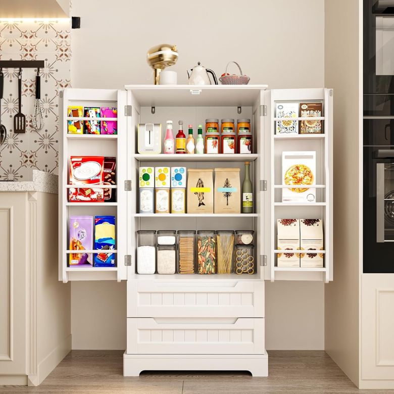 white pantry storage cabinet