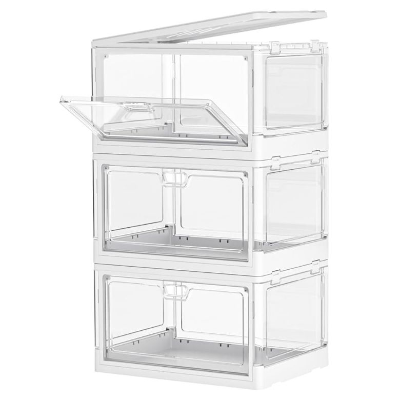 clear plastic stackable storage bins