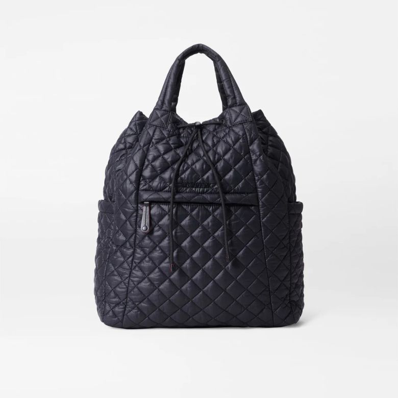 black quilted convertible backpack