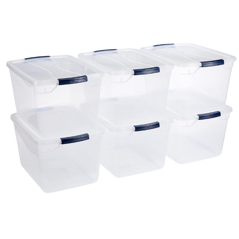 clear plastic storage bins