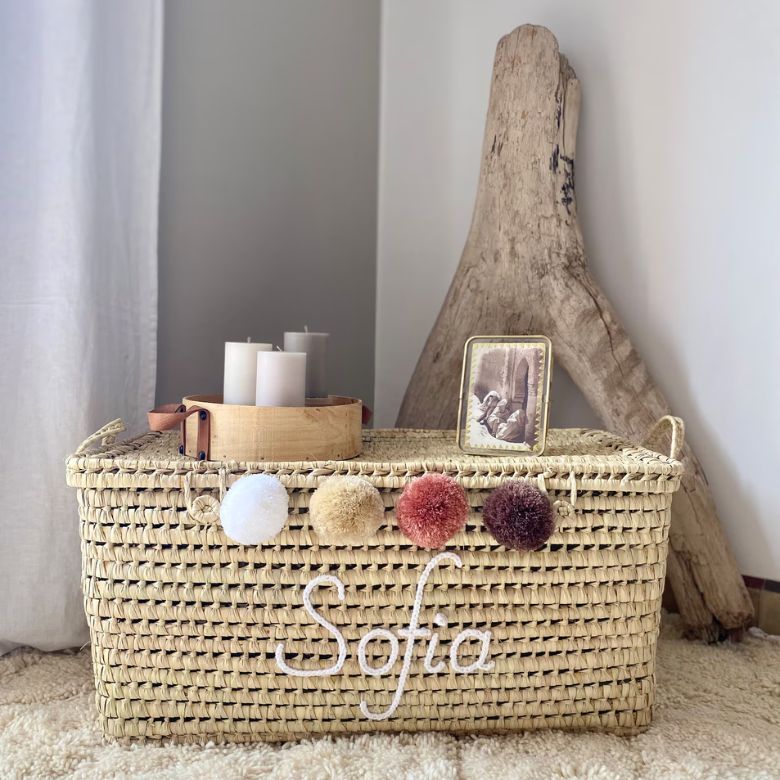 personalized wicker storage trunk