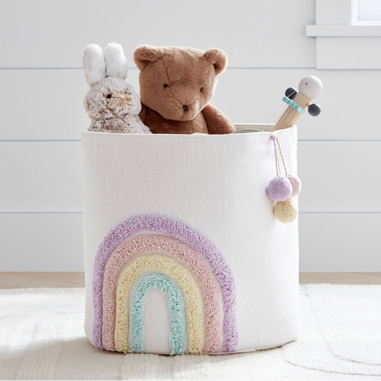 Embroidered Rainbow Storage Bin