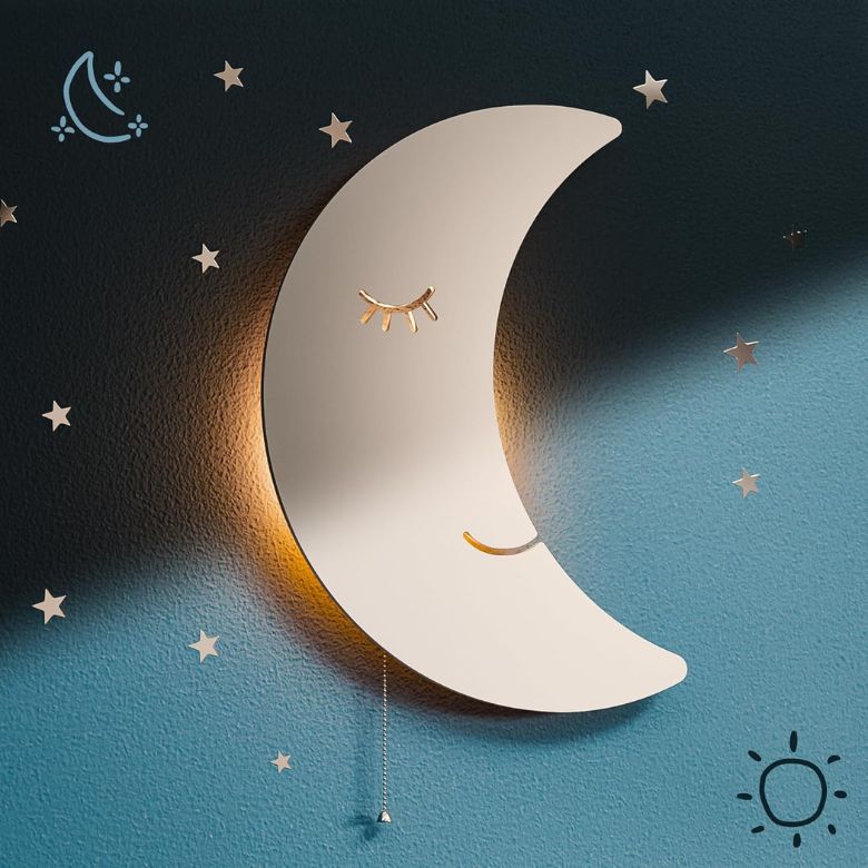 glowing half moon wall-mounted light