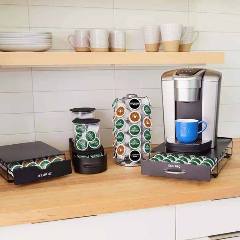 under brewer drawer storage for coffee pods
