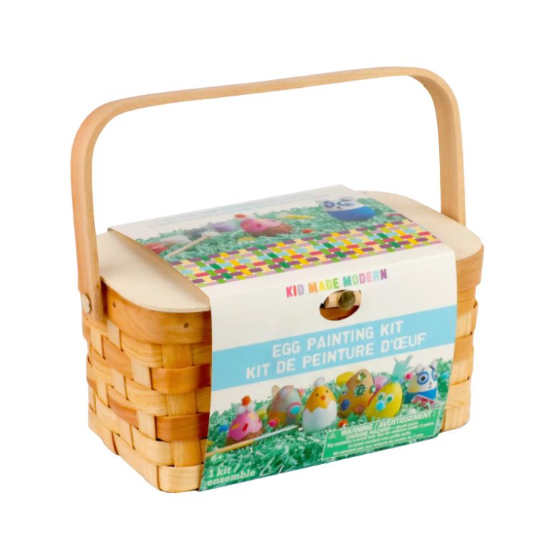 easter egg painting kit inside picnic basket