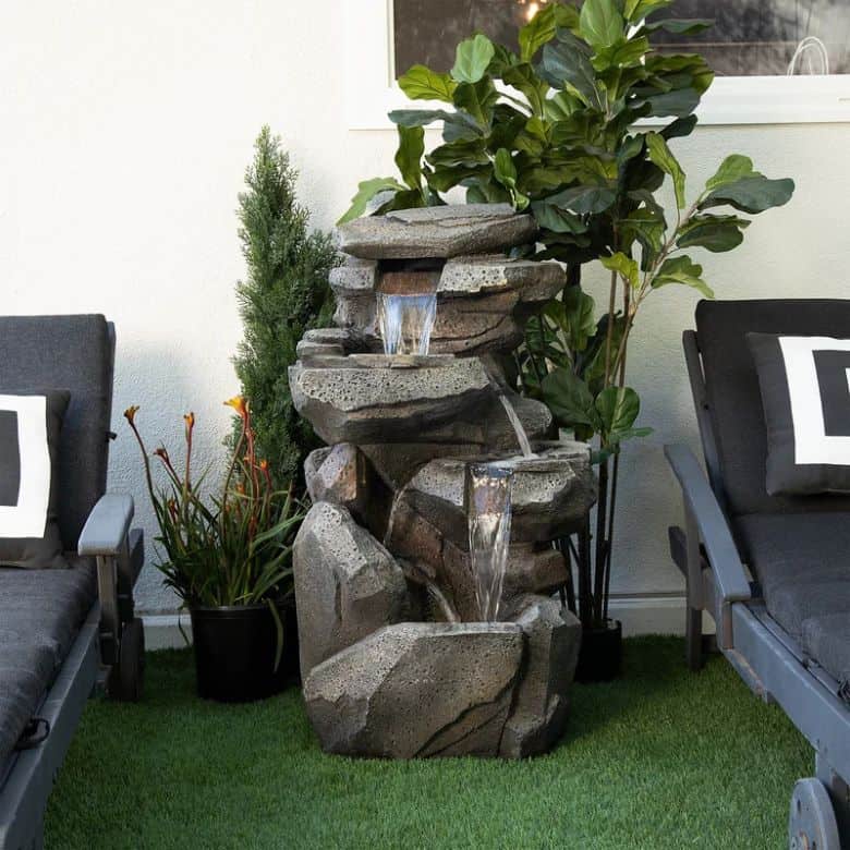 fiberglass tiered stone outdoor waterfountain