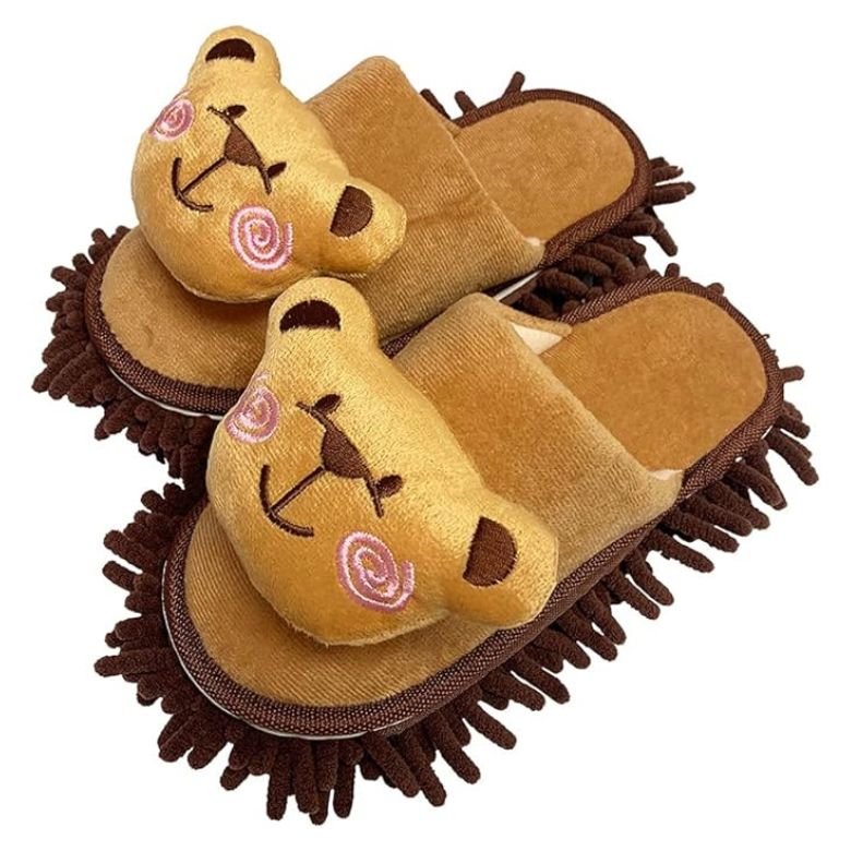 microfiber teddy bear mop slippers