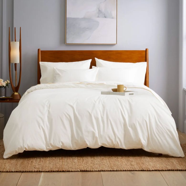 butter yellow percale duvet set