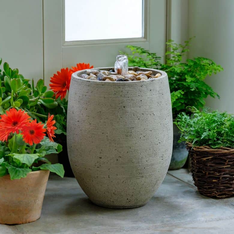 concrete and graystone outdoor fountain with pebble top