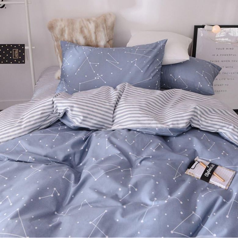 blue duvet cover with constellations