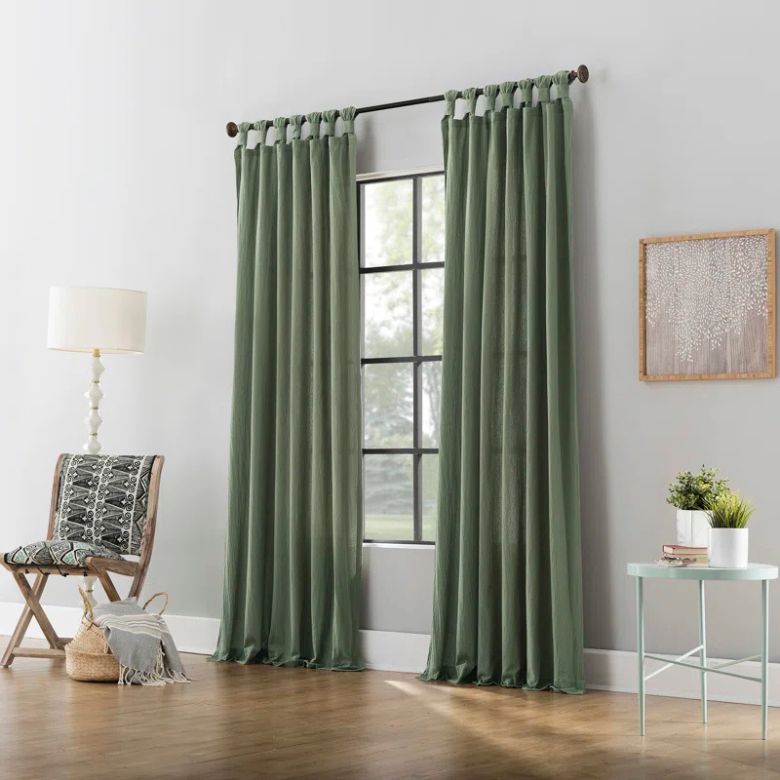 moss green sheer curtains