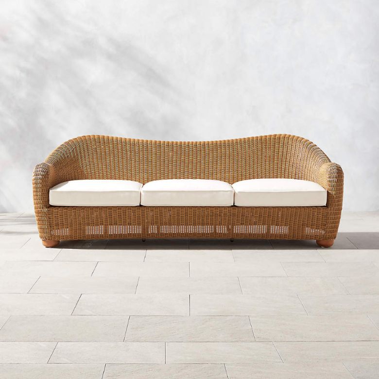 Light Brown All-Weather Rattan Outdoor Sofa