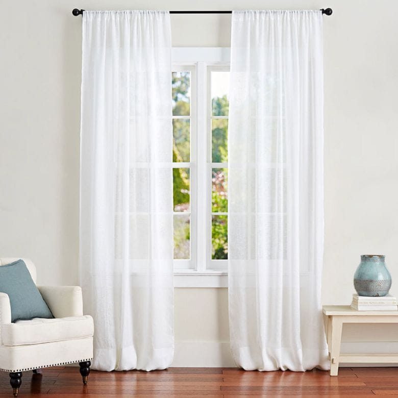 belgian flax sheer white curtains