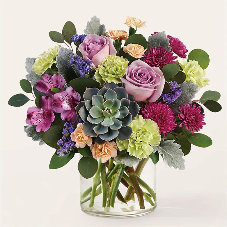 bouquet of Roses, Carnations, Chrysanthemums, Eucalyptus