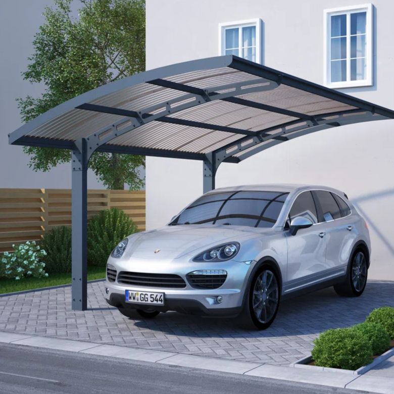 gray aluminum carport with solar roof panels