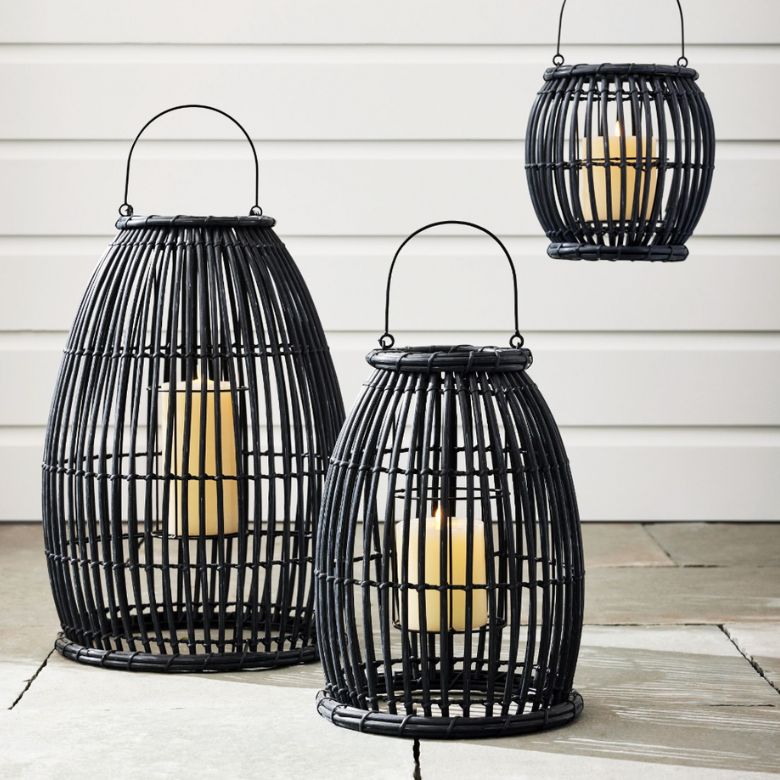 Black Handwoven Outdoor Lantern