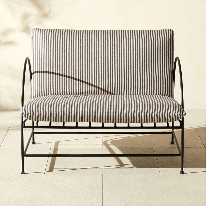 black and white striped outdoor lounge chair