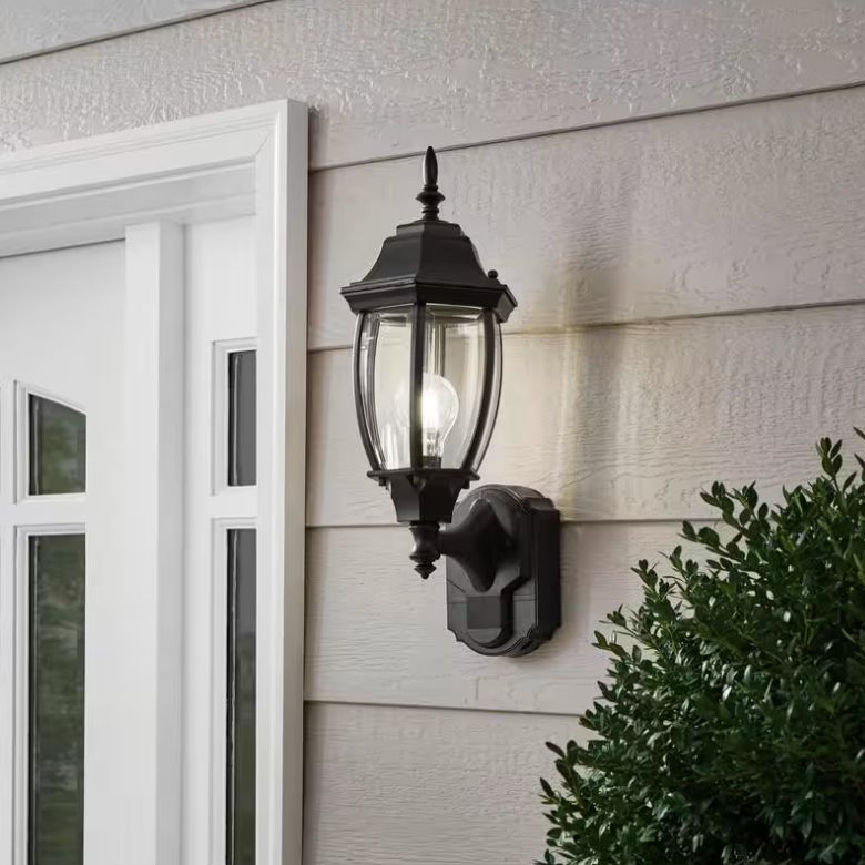 Farmhouse Matte Black Motion Sensing Outdoor Wall Lantern