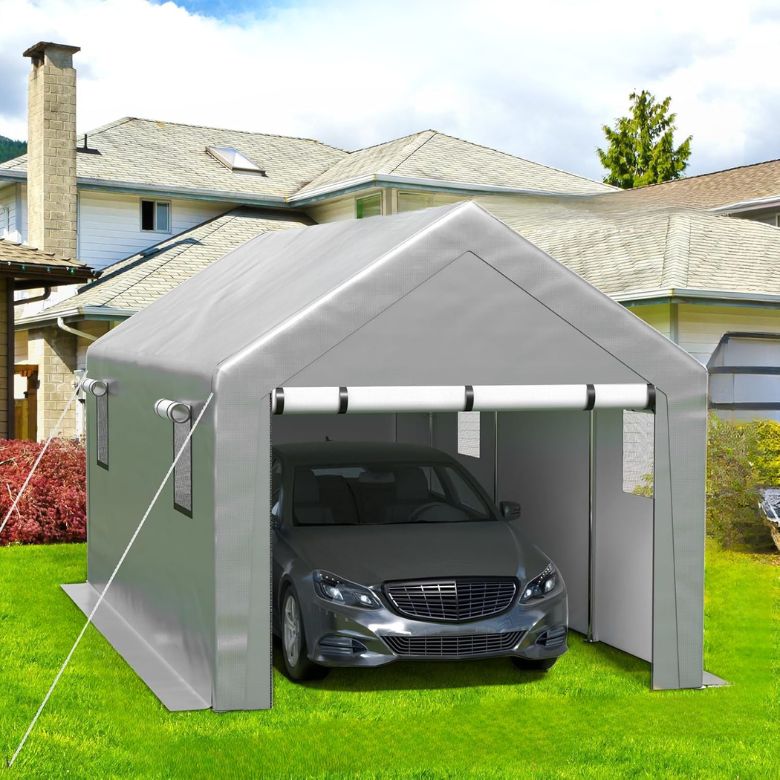 Heavy Duty Carport with Roll-up Windows