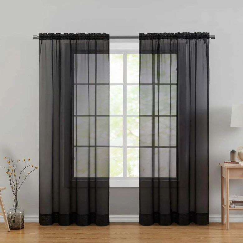 black sheer curtains