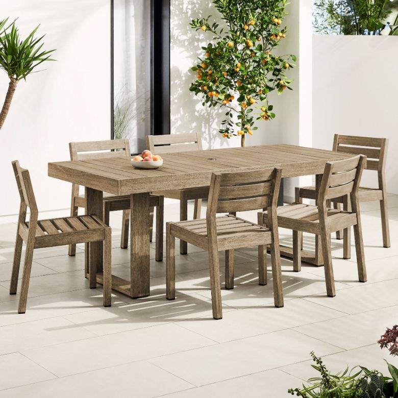 Driftwood Outdoor Dining Table & Dining Chairs Set