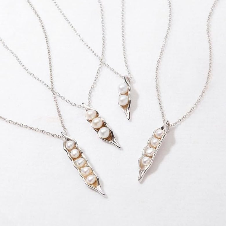sterling silver peas in a pod pearl necklace