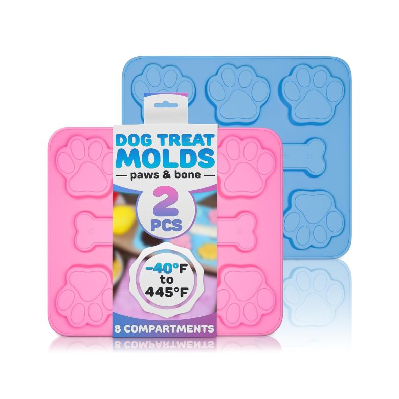blue and pink dog treat molds