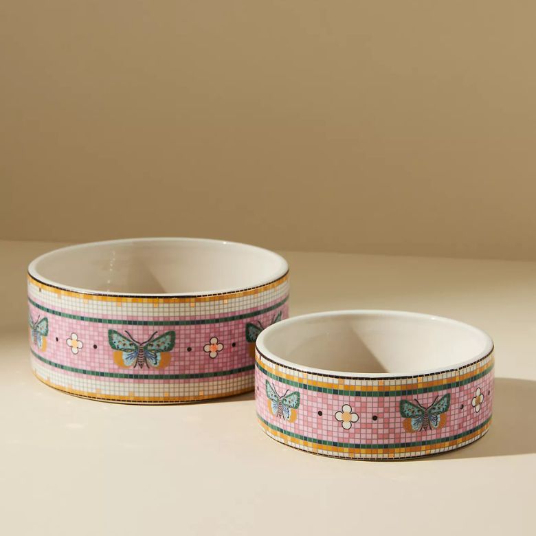 Garden Bistro Tile Small Stoneware Pet Bowl