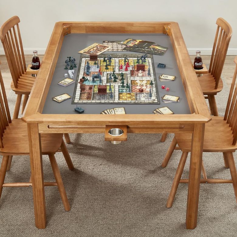 Wooden Board Game Table with Removable Table Top