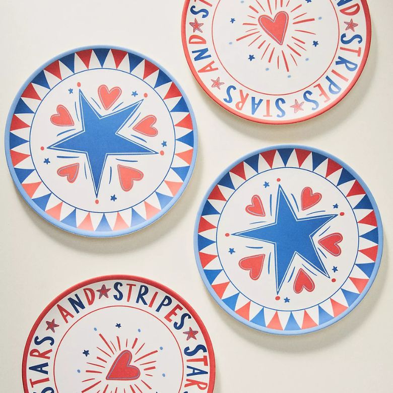 Illustrated Stars & Stripes Dessert Plates