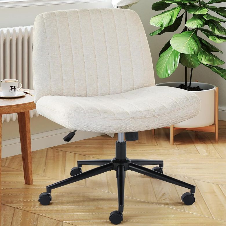 White Armless Criss Cross Legged Office Chair