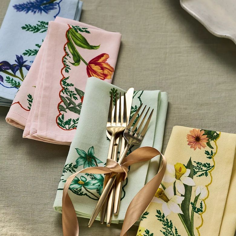 multi-colored floral cloth napkins