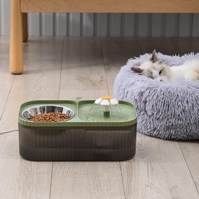 Cat Water Fountain and Food Bowl